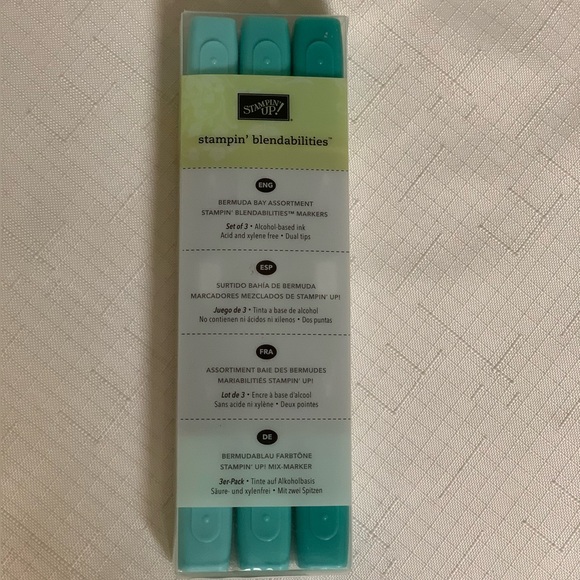 Stampin Up Blendabilities Bermuda Bay Teal Assortment Marker Dual Tip Ink 3-Pack - Picture 1 of 7